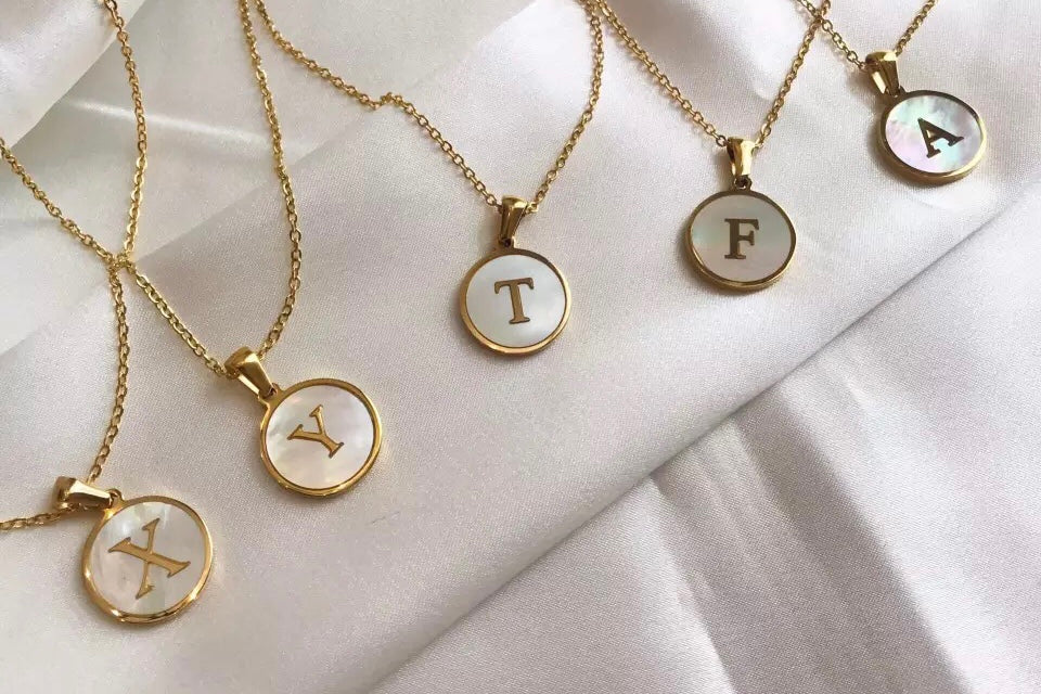 Gold Coated Titanium Steel Letter Necklaces – pecancreekdesigns